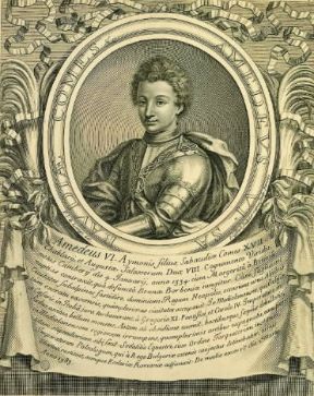 Amedeo VI in una incisione di P. Giffart (Milano, Civica Raccolta Stampe A. Bertarelli).Milano, Bertarelli Amedeo VI in una incisione di P. Giffart (Milano, Civica Raccolta Stampe A. Bertarelli).Milano, Bertarelli