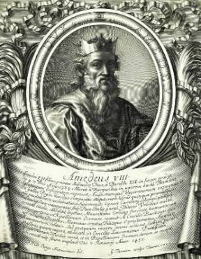 Amedeo VIII in una incisione di G. Tasniere (Milano, Civica Raccolta Stampe A. Bertarelli).Milano, Bertarelli Amedeo VIII in una incisione di G. Tasniere (Milano, Civica Raccolta Stampe A. Bertarelli).Milano, Bertarelli
