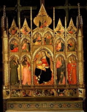 Giovanni del Biondo. Madonna col Bambino e Santi, pala della cappella Rinuccini (Firenze, chiesa di Santa Croce).De Agostini Picture Library / G. Dagli Orti Giovanni del Biondo. Madonna col Bambino e Santi, pala della cappella Rinuccini (Firenze, chiesa di Santa Croce).De Agostini Picture Library / G. Dagli Orti