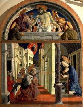 Girolamo di Giovanni da Camerino. L'Annunciazione (Camerino, Pinacoteca Comunale).De Agostini Picture Library / G. Dagli Orti Girolamo di Giovanni da Camerino. L'Annunciazione (Camerino, Pinacoteca Comunale).De Agostini Picture Library / G. Dagli Orti