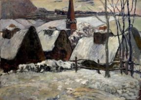 Paul Gauguin. Villaggio bretone sotto la neve (Parigi, Musée d'Orsay).De Agostini Picture Library/A. Dagli Orti Paul Gauguin. Villaggio bretone sotto la neve (Parigi, Musée d'Orsay).De Agostini Picture Library/A. Dagli Orti