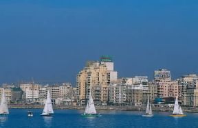 Alessandria d'Egitto. Barche a vela nel porto orientale della cittÃ .De Agostini Picture Library/W. Buss