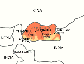 Bhutan. Cartina geografica. Bhutan. Cartina geografica.