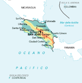 Costa Rica. Cartina geografica. Costa Rica. Cartina geografica.
