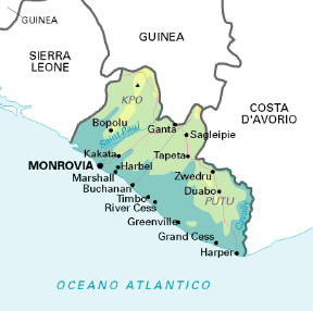 Liberia. Cartina geografica. Liberia. Cartina geografica.