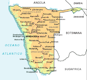 Namibia. Cartina geografica. Namibia. Cartina geografica.