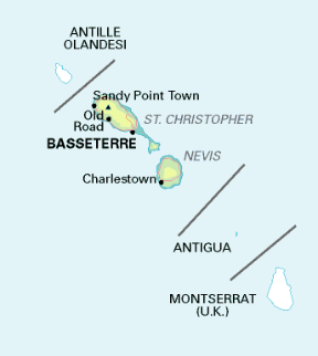 Saint Kitts e Nevis. Cartina geografica. Saint Kitts e Nevis. Cartina geografica.