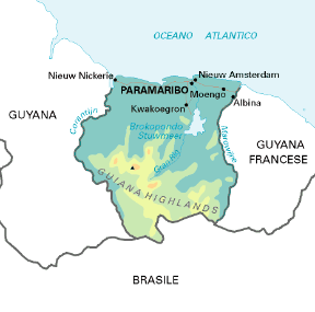 Suriname. Cartina geografica. Suriname. Cartina geografica.