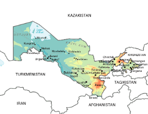 Uzbekistan. Cartina geografica. Uzbekistan. Cartina geografica.