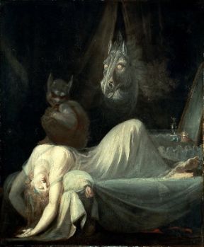 L'incubo rappresentato da Füssli. Sonno. La rappresentazione di un incubo in un dipinto di Johann H. Füssli. Secondo la psicanalisi, gli incubi sono causati da un bisogno inconscio di autopunirsi. Nei bambini è frequente il caso che la sensazione di paura causata dall'incubo non si dissipi dopo che il soggetto si è risvegliato. 