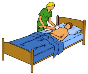 Bagno al paziente allettato. Il bagno a letto. Lavate, sciacquate e asciugate rapidamente il viso, il torace, gli arti superiori e le mani. Bagno al paziente allettato. Il bagno a letto. Lavate, sciacquate e asciugate rapidamente il viso, il torace, gli arti superiori e le mani.