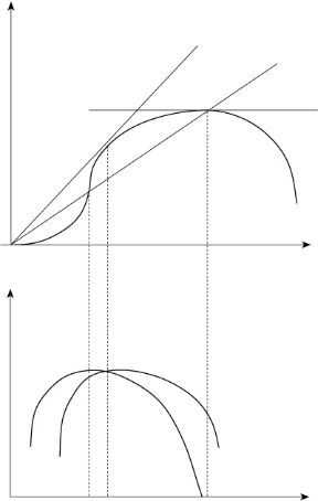 Figura 9.5 Rendimento decrescenti nel breve periodo. Solo il fattore x1 è variabile. Figura 9.5 Rendimento decrescenti nel breve periodo. Solo il fattore x1 è variabile.