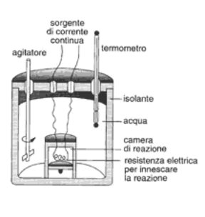 Figura 11.2 Calorimetro per la misura dei calori di combustione. Figura 11.2 Calorimetro per la misura dei calori di combustione.
