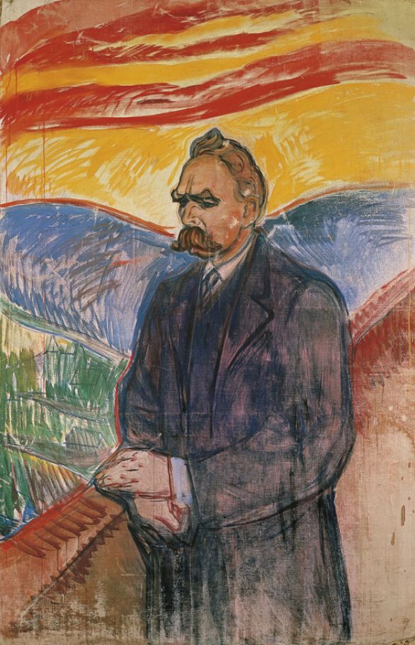 Munch ritrae il filosofo Per Nietzsche ciò che deve essere superato non sono tanto le categorie con cui l'uomo impone ordine e armonia a ciò che gli sta di fronte, ma è l'uomo stesso che, diventando superuomo, deve avere il coraggio (la volontà di potenza) di accettare il caos, cioè la vita, per quello che è, fino a far coincidere il destino con la propria volontà, la necessità con la propria libertà. Munch ritrae il filosofo Per Nietzsche ciò che deve essere superato non sono tanto le categorie con cui l'uomo impone ordine e armonia a ciò che gli sta di fronte, ma è l'uomo stesso che, diventando superuomo, deve avere il coraggio (la volontà di potenza) di accettare il caos, cioè la vita, per quello che è, fino a far coincidere il destino con la propria volontà, la necessità con la propria libertà.