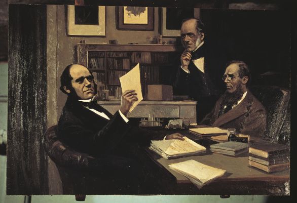 Il naturalista Charkes Robert Darwin, il geologo Charles Lyell e il botanico Joseph Dalton Hooker Nel 1863, per opera soprattutto del geologo inglese C. Lyell, venne effettuato un primo tentativo organico di sistematizzazione dei reperti paleontologici e archeologici attribuibili all'uomo fossile. Il naturalista Charkes Robert Darwin, il geologo Charles Lyell e il botanico Joseph Dalton Hooker Nel 1863, per opera soprattutto del geologo inglese C. Lyell, venne effettuato un primo tentativo organico di sistematizzazione dei reperti paleontologici e archeologici attribuibili all'uomo fossile.