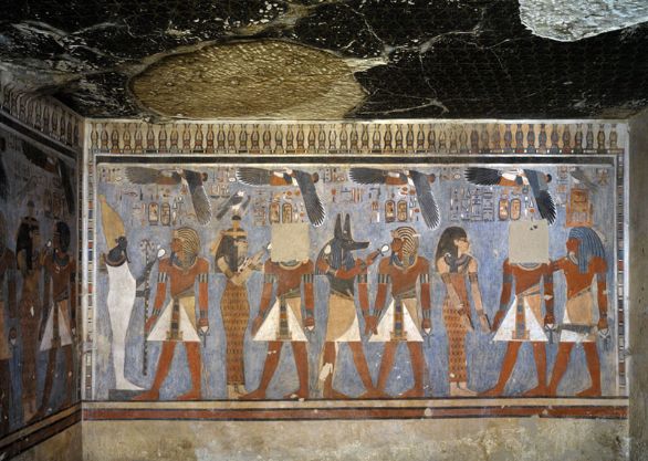 Affreschi, tomba di Amenhotep III Luxor, Valle dell'Ovest. Particolare degli affreschi nella tomba di Amenhotep III (XVIII Dinastia, 1402-1364 a.C.).
© De Agostini Picture Library. Affreschi, tomba di Amenhotep III Luxor, Valle dell'Ovest. Particolare degli affreschi nella tomba di Amenhotep III (XVIII Dinastia, 1402-1364 a.C.).
© De Agostini Picture Library.