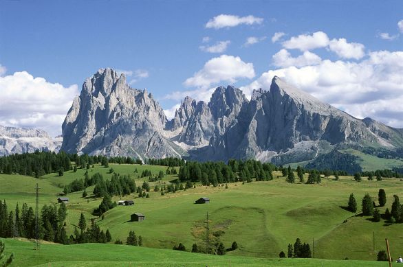 L'Alpe di Siusi; sullo sfondo il Sasso Lungo (a sinistra) e il Sasso Piatto. L'altopiano dell'Alpe di Siusi si estende per circa 50 km quadrati tra la val Gardena a N, il Sasso Lungo a E, il Catinaccio a S e lo Sciliar a W. Ha un’altitudine media di 2000 m è ricoperto da boschi di conifere e distese prative. L'Alpe di Siusi; sullo sfondo il Sasso Lungo (a sinistra) e il Sasso Piatto. L'altopiano dell'Alpe di Siusi si estende per circa 50 km quadrati tra la val Gardena a N, il Sasso Lungo a E, il Catinaccio a S e lo Sciliar a W. Ha un’altitudine media di 2000 m è ricoperto da boschi di conifere e distese prative.