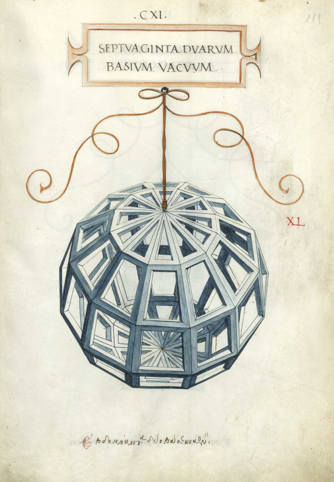La divina proporzione, Leonardo Da Vinci La divina proporzione (De divina proportione) di Luca Pacioli. Tavola XL, folio 111 recto. Corpo a settantadue basi vuoto (Septvaginta dvarvm basivm vacvvm). Disegno attribuito a Leonardo da Vinci.
© Veneranda Biblioteca Ambrosiana/De Agostini Picture Library 