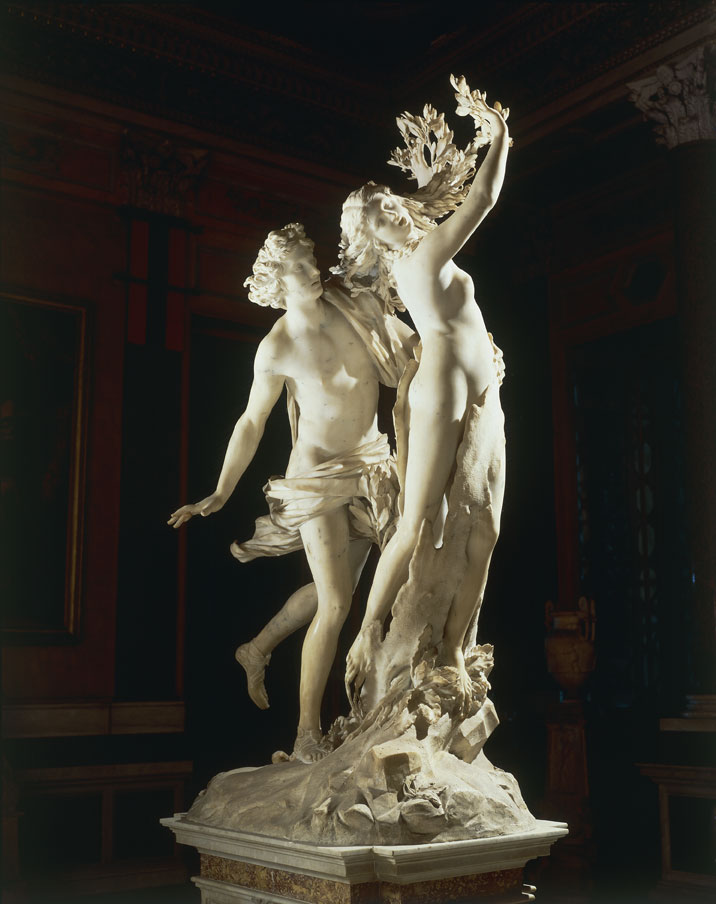 Apollo e Dafne Apollo è l'ideale stesso della giovinezza ed è soprattutto importante per gli oracoli che venivano dati in suo nome e per la protezione da lui esercitata sugli indovini. Dafne, ninfa greca, figlia della Terra e di fiume, amata da Apollo, per sfuggire al dio si trasforma in una pianta di alloro.