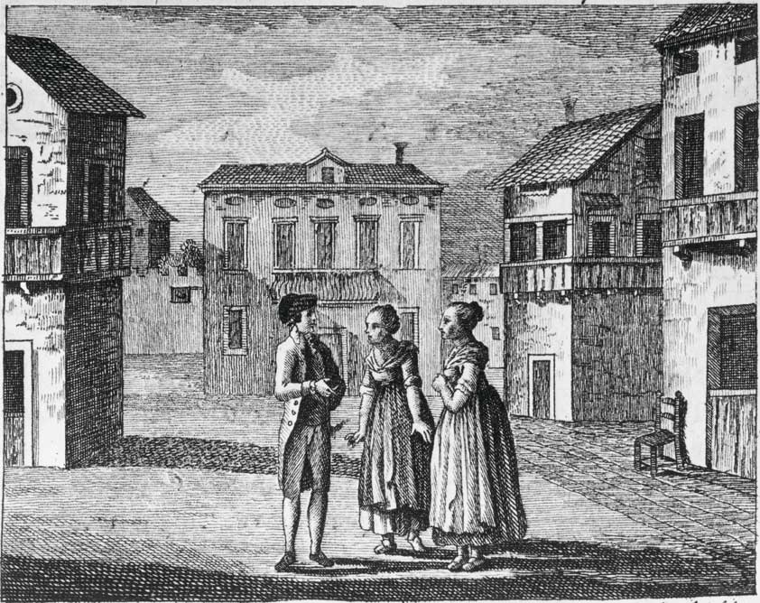 'Il campiello', Carlo Goldoni, incisione Scena tratta dalla commedia 